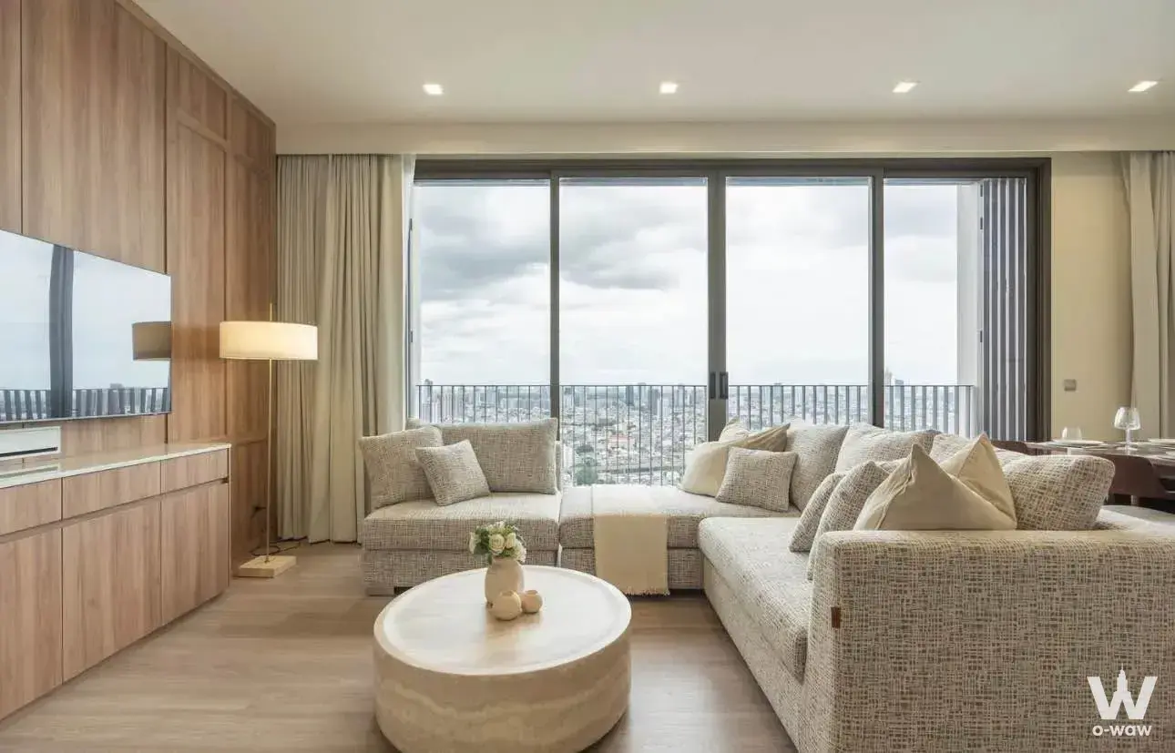 Condo with 2 bedrooms for rent at Rhythm Charoenkrung Pavillion — photo 1 of 5