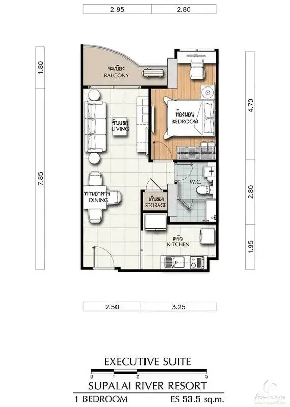 Commercial with 1 bedroom for rent at Supalai River Place — photo 2 of 4