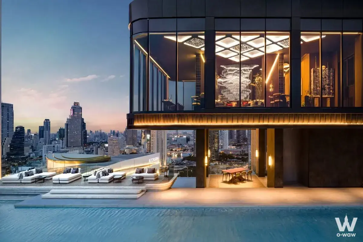 2-bed condo for sale in Rhythm Charoennakhon Iconic with rooftop infinity pool and city skyline view