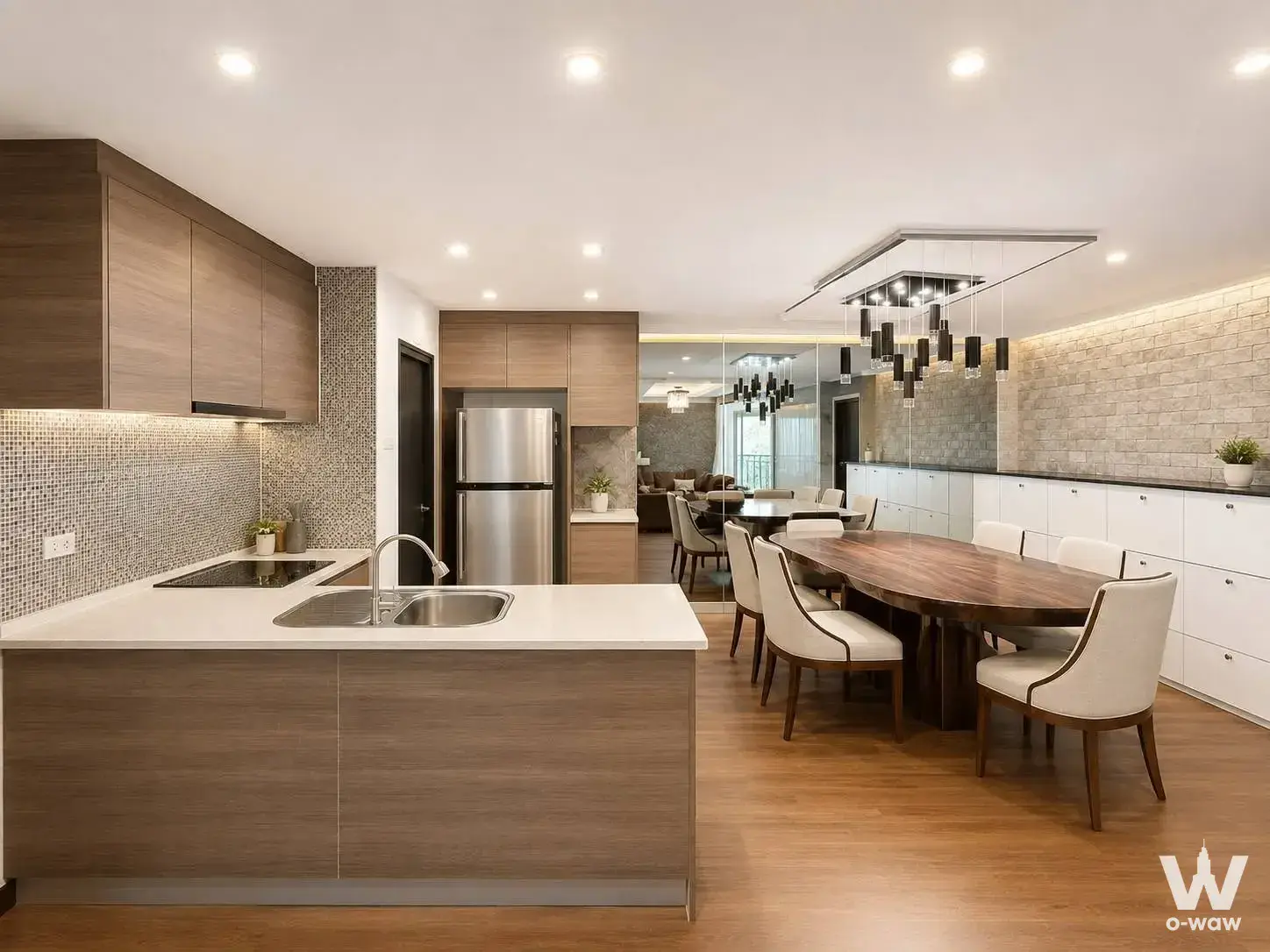 Belle Grand Rama 9 2-bed kitchen dining area with island