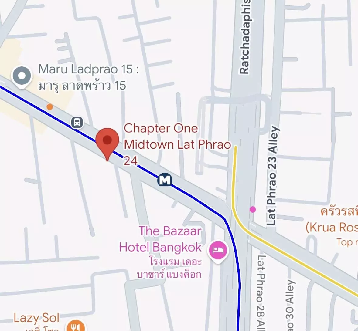 Near Lat Phrao Station (MRT Blue Line and Yellow Line interchange), close to Chatuchak